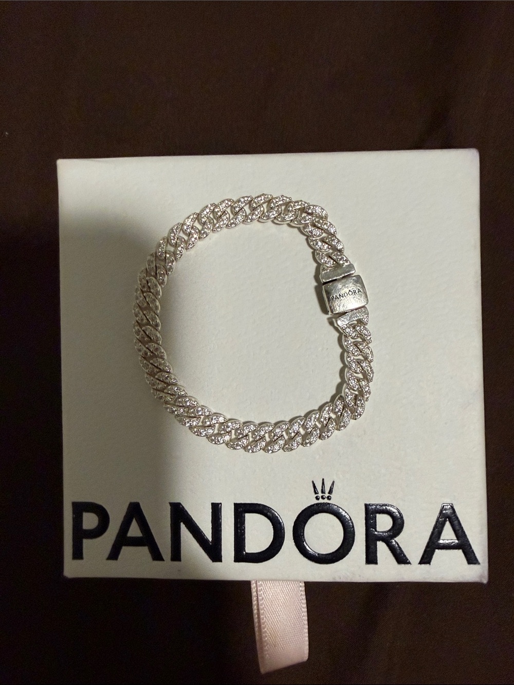 Pandora Silver Pave Curb Chain Bracelet - Silver